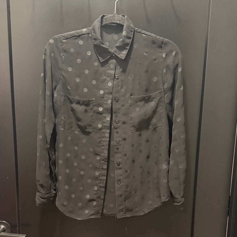 American Apparel Black Polka Dot Button-Up Shirt